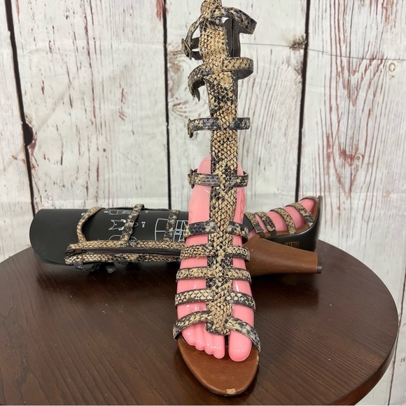 JEFFREY CAMPBELL BOND snake skin embossed Women's Strappy Gladiator Heels Size 7 - Picture 5 of 16